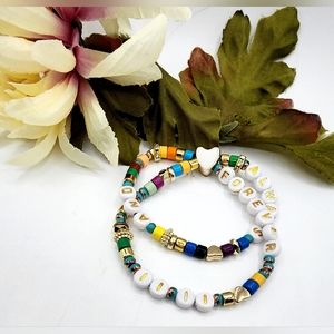 Colorful beaded stretchy bracelet, double bracelet, "Always and Forever …